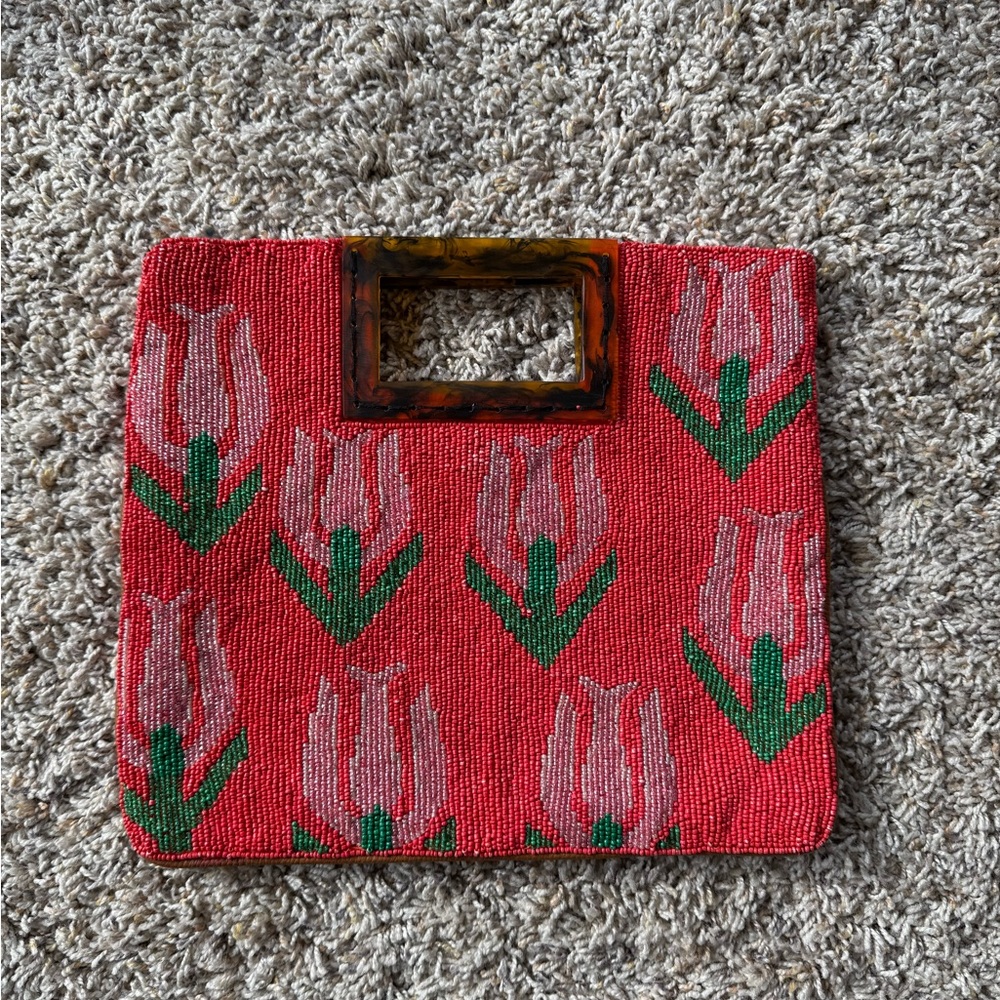 Anthropologie Annabel Beaded Tulip Clutch 🌷